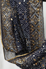 Load image into Gallery viewer, Neel Aasmaan - نیل آسمان - Midnight Mirror Dupatta
