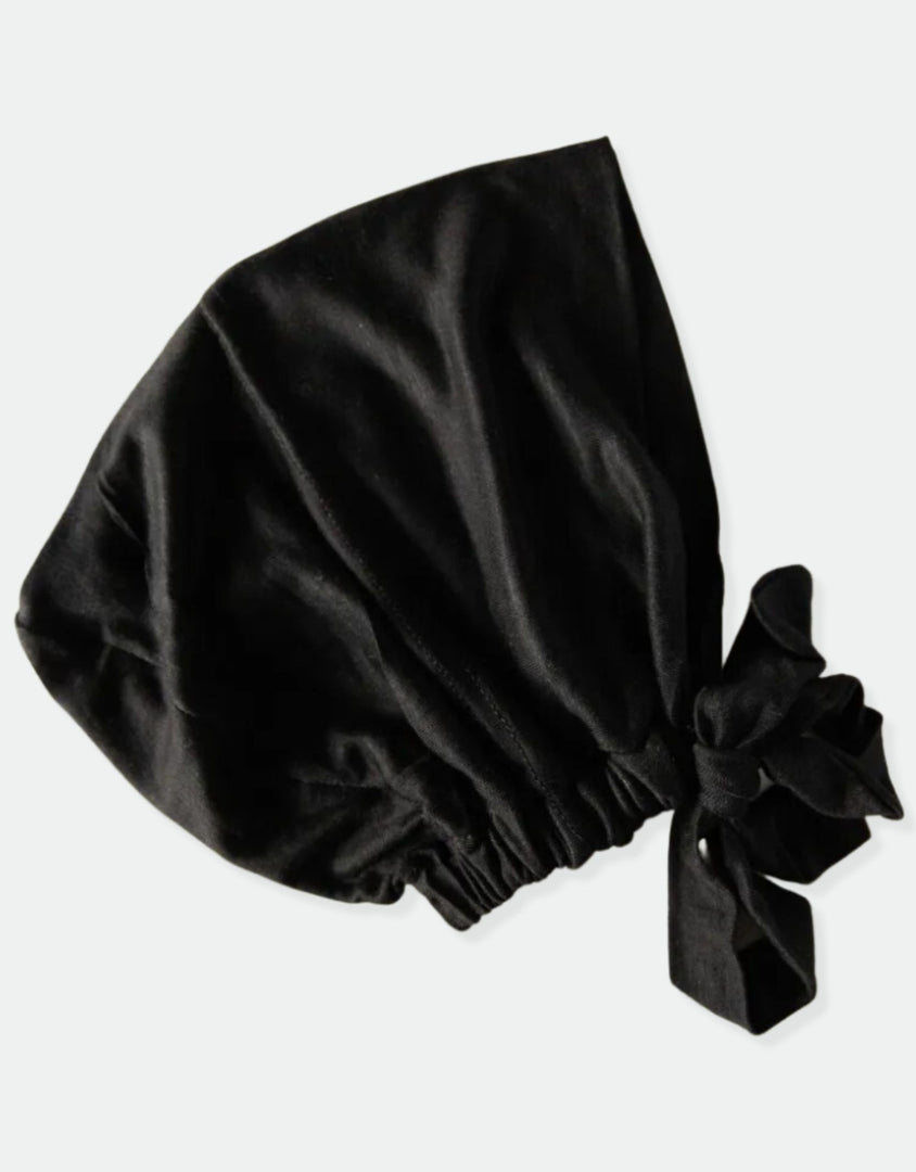 Black | Cotton Tie-Back Cap