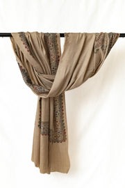 Khamosh Rang - خاموش رنگ - Beige Embroidered Shawl
