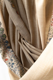 Khamosh Rang - خاموش رنگ - Beige Embroidered Shawl